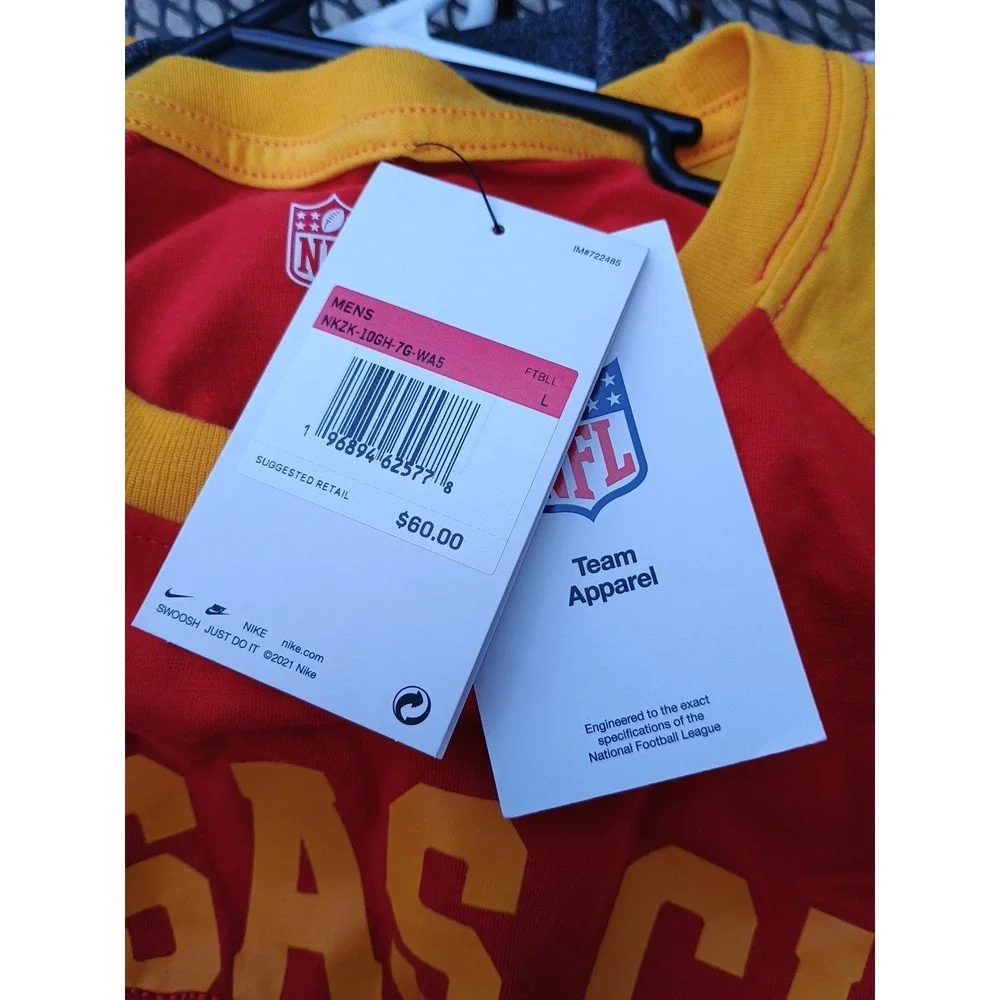 NWT Men's Size Large Red Yellow Kansas City Chiefs Nike Long‎ Sleeve
